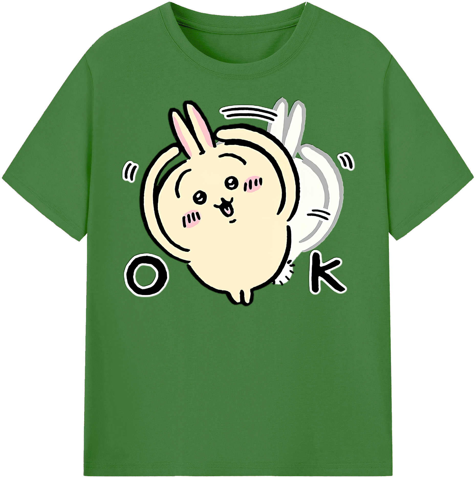 （画像用） ちいかわ うさぎ Chii-kawa usagi レディースカジュアルプリントTシャツ（綿100％）